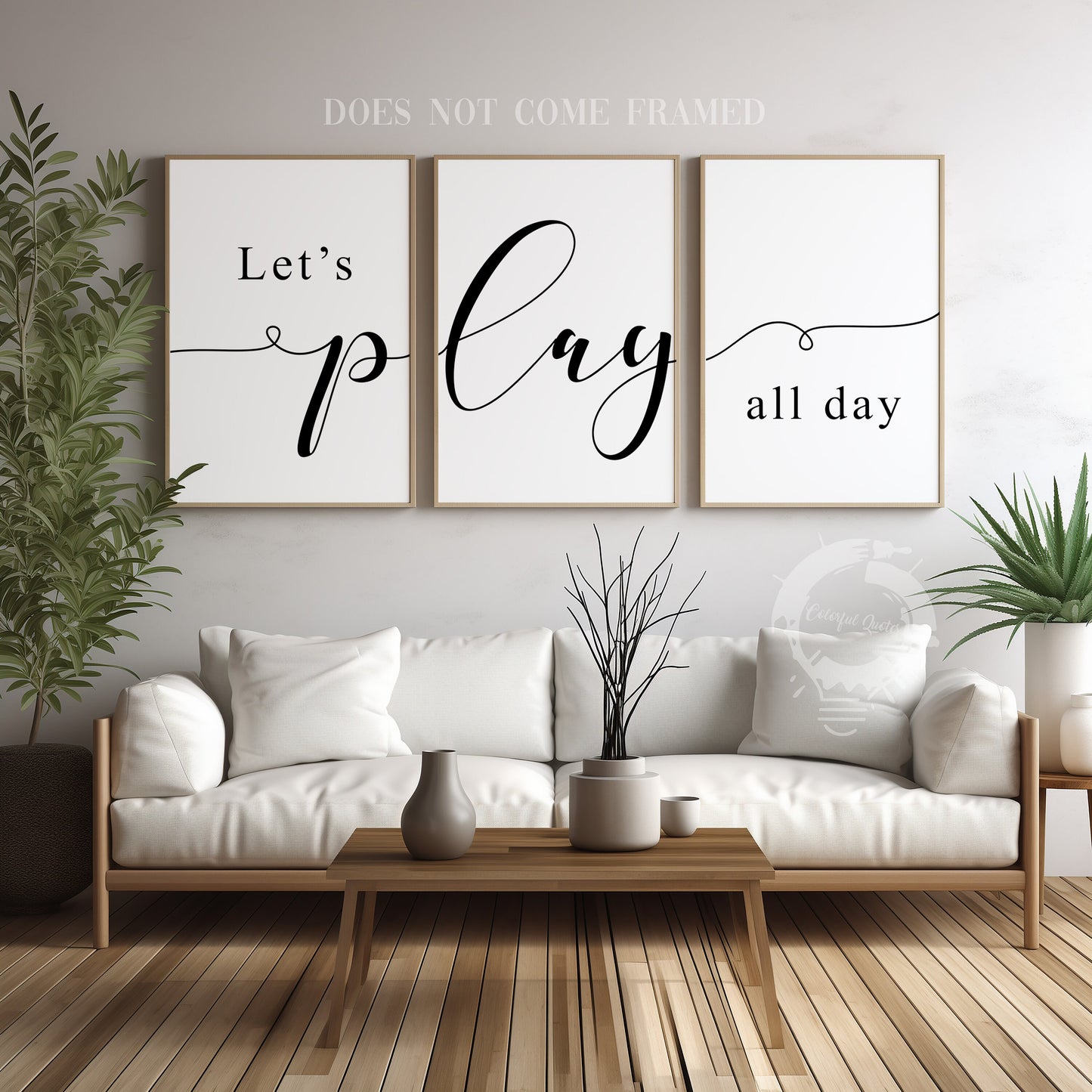 Lets Play All Day, Set of 3 Prints, Playroom Game room Quotes, Minimalist Art, Home Wall Decor, Typography Art, Wall Art, Multiple Sizes