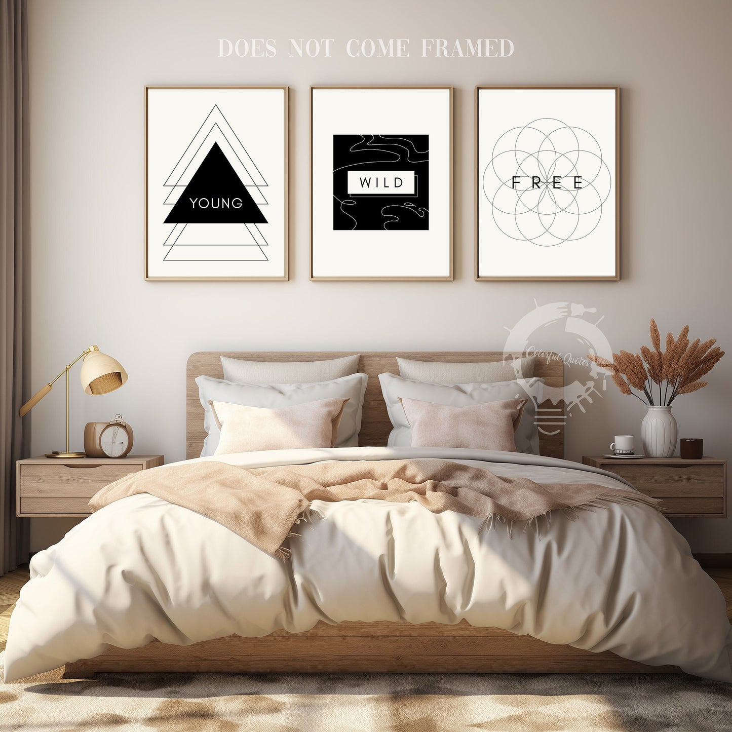 Young Wild Free, Set of 3 Prints, Fun Motivation Quotes, Minimalist Art, Home Wall Decor, Typography Art, Wall Art, Multiple Sizes