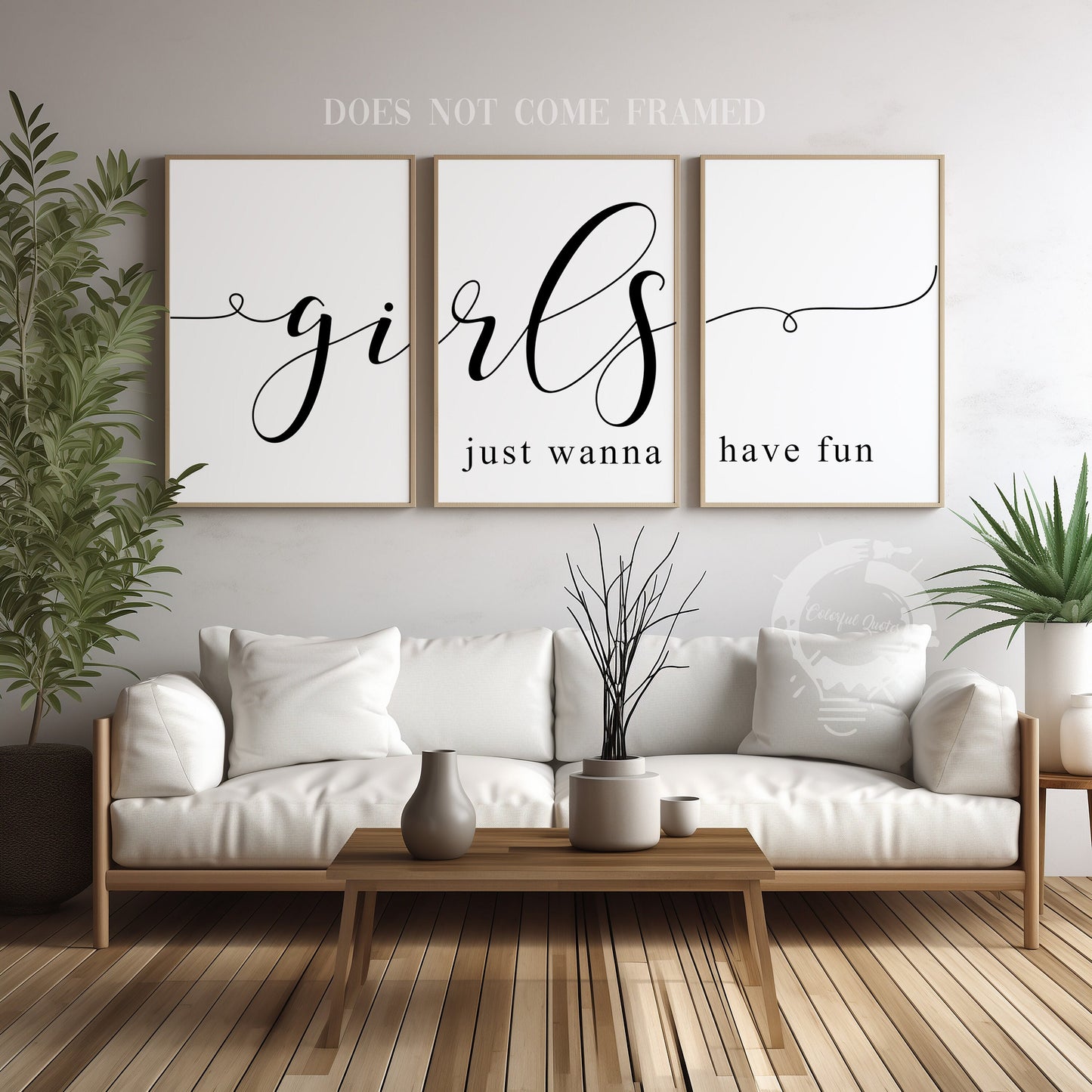 Girls Just Wanna Have Fun, Set of 3 Prints, Minimalist Art, Home Wall Decor, Multiple Sizes