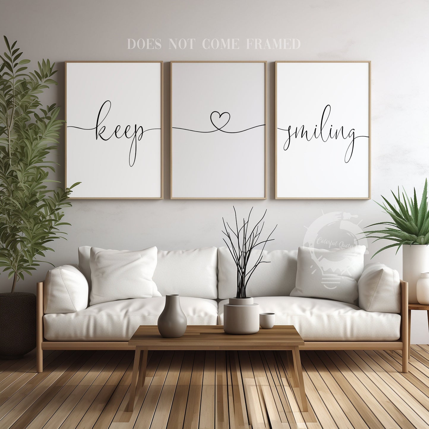 Keep Smiling, Set of 3 Poster Prints, Home Wall Décor, Motivational/Inspirational Quote, Multiple Sizes