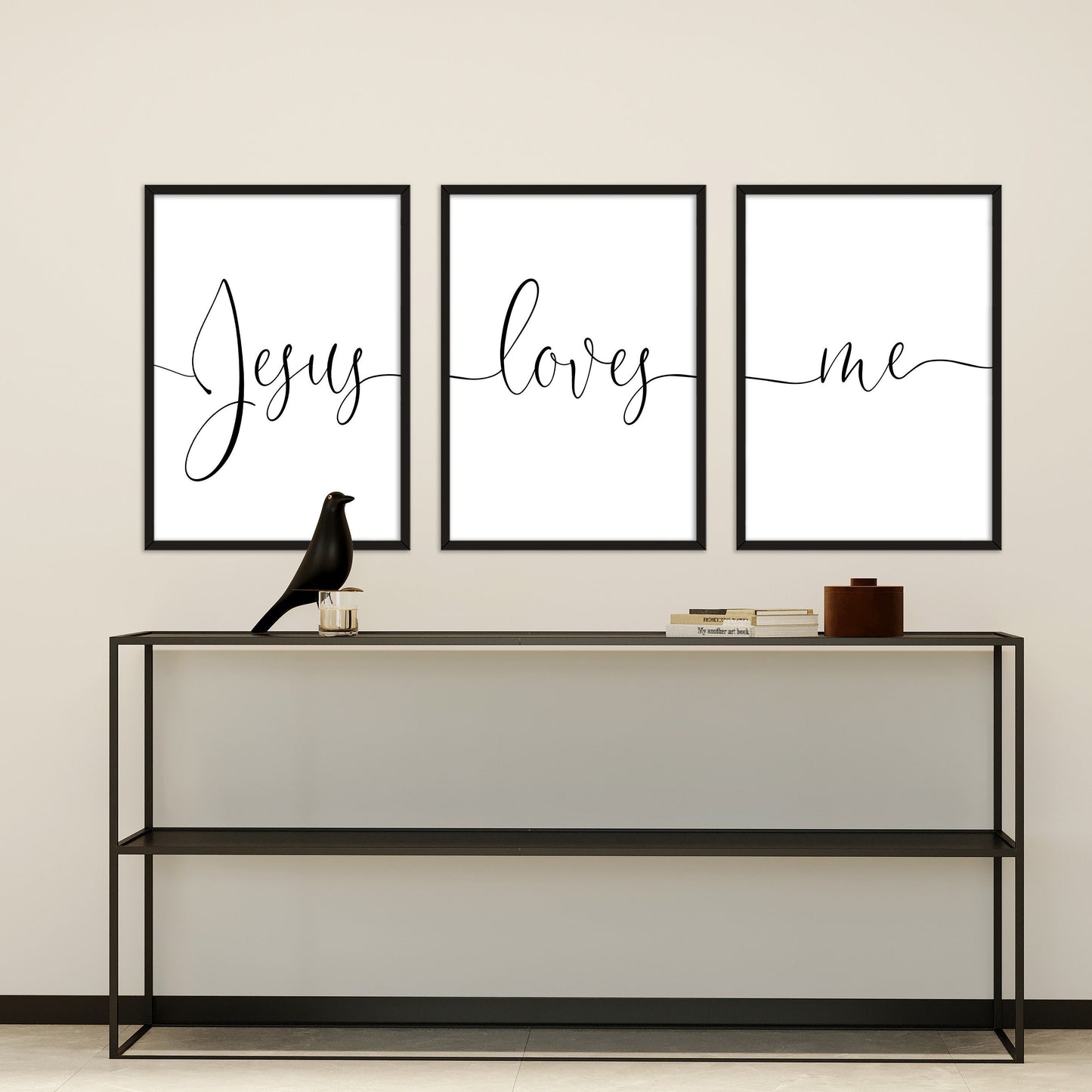 Jesus Loves Me, Set of 3 Poster Prints, Minimalist Art, Home Wall Decor, Multiple Sizes
