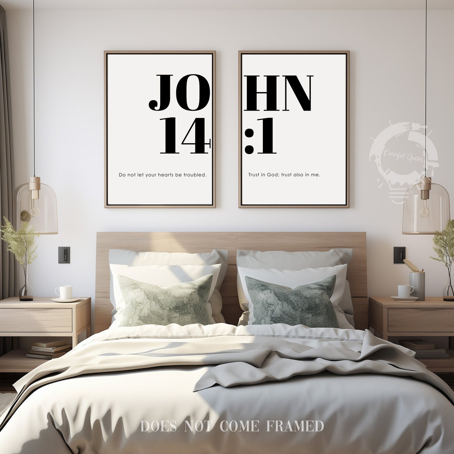 John 14:1, Bible Verse Quote, Set of 2 Poster Prints, Home Wall Art Décor, Multiple Sizes