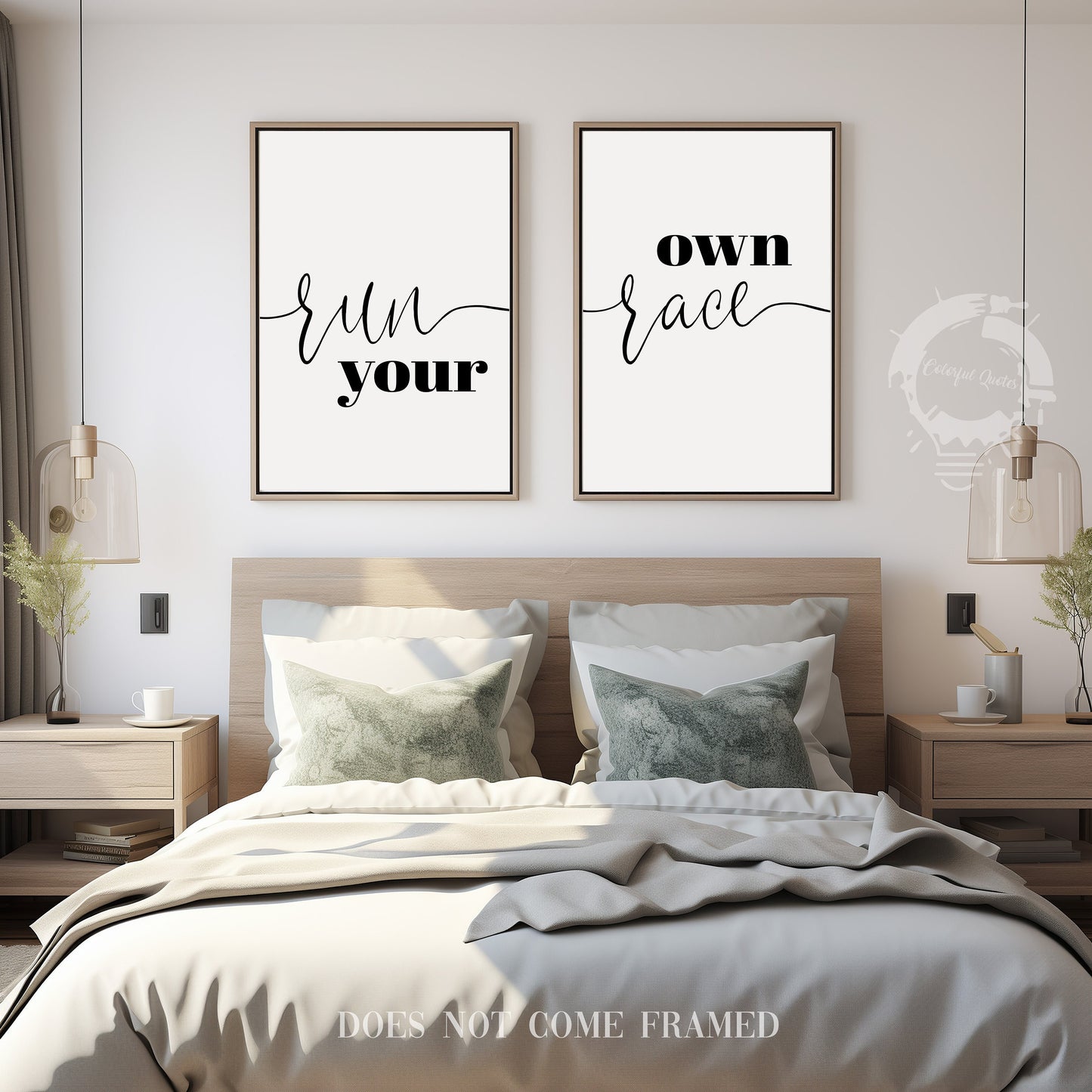 Run Your Own Race Wall Art, Set of 2 Poster Prints, Home Wall Décor, Motivational/Inspirational Quote, Multiple Sizes
