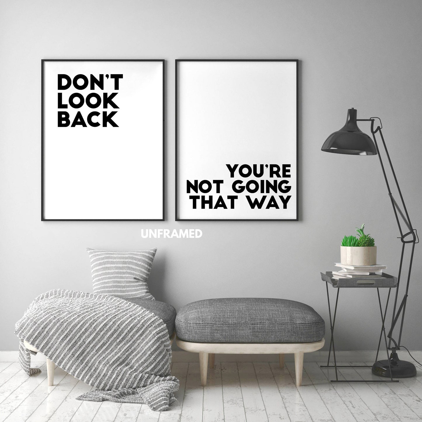 Don't Look Back You are Not Going That Way, Set of 2 Prints, Minimalist Art, Typography Art, Wall Art, Multiple Sizes, Home Wall Art