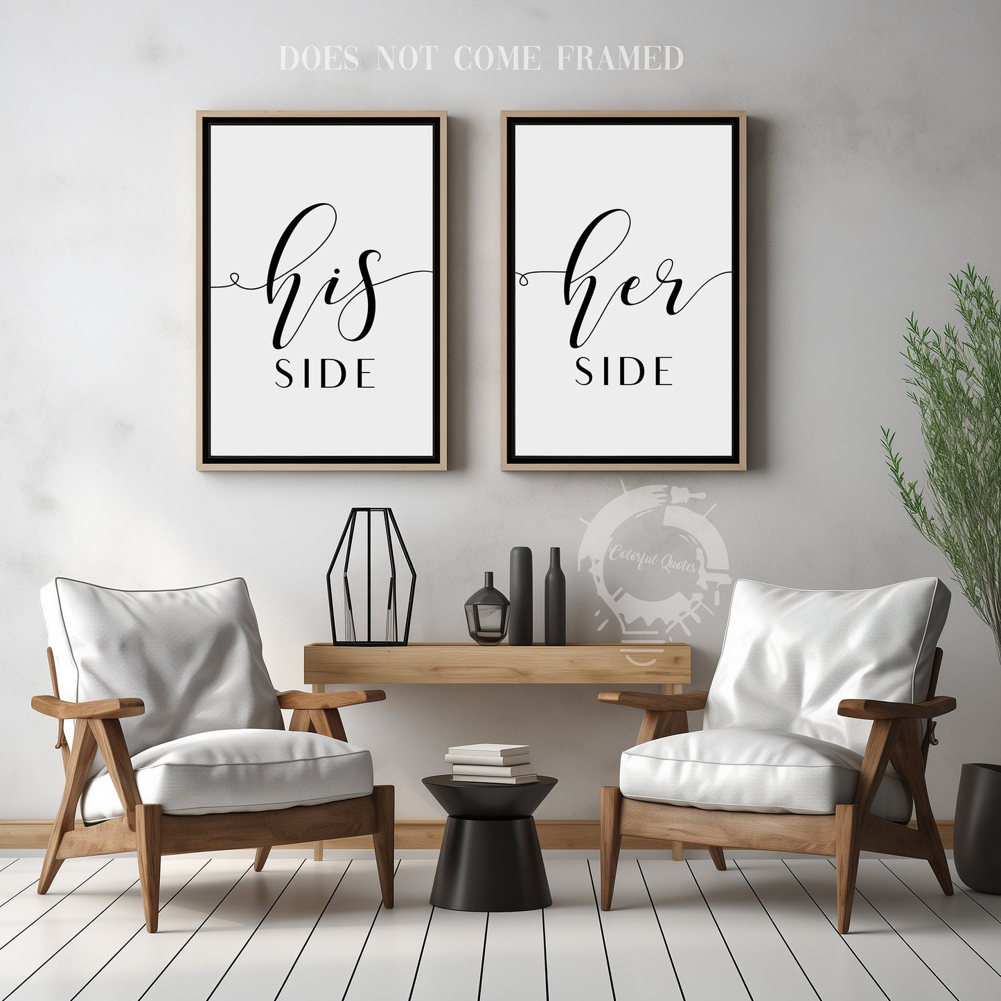 His Side Her Side, Set of 2 Prints, Minimalist Art, Typography Art, Wall Art, Multiple Sizes, Home Wall Art