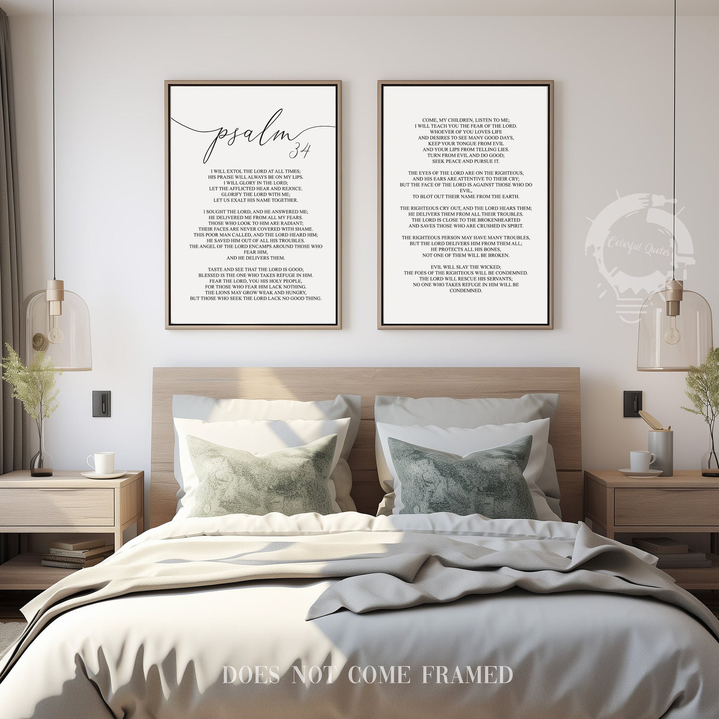 Psalm 34, Bible Verse Quote, Set of 2 Poster Prints, Home Wall Art Décor, Minimalist Prints, Multiple Sizes