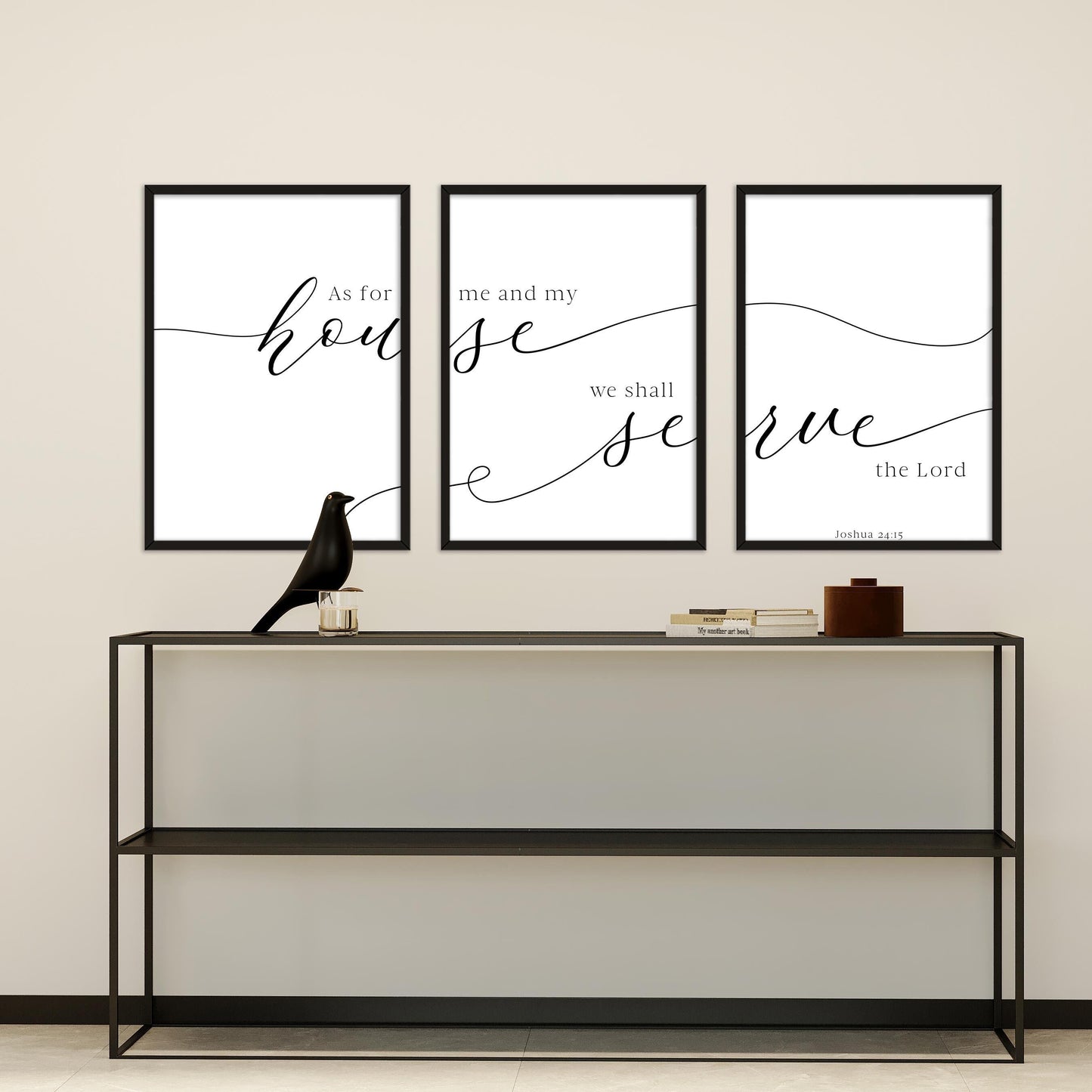 We Shall Serve The Lord, Joshua 24:15, Bible Verse, 3 Piece Poster Prints, Minimalist Art, Home Wall Decor, Multiple Sizes