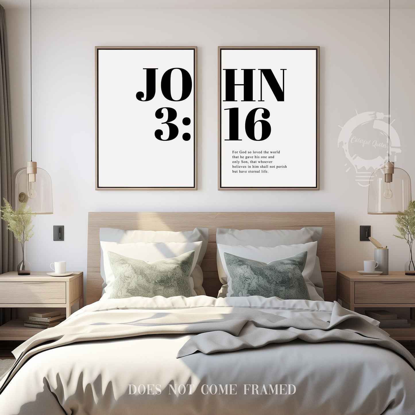 John 3:16, Bible Verse Quote, Set of 2 Poster Prints, Home Wall Art Décor, Multiple Sizes