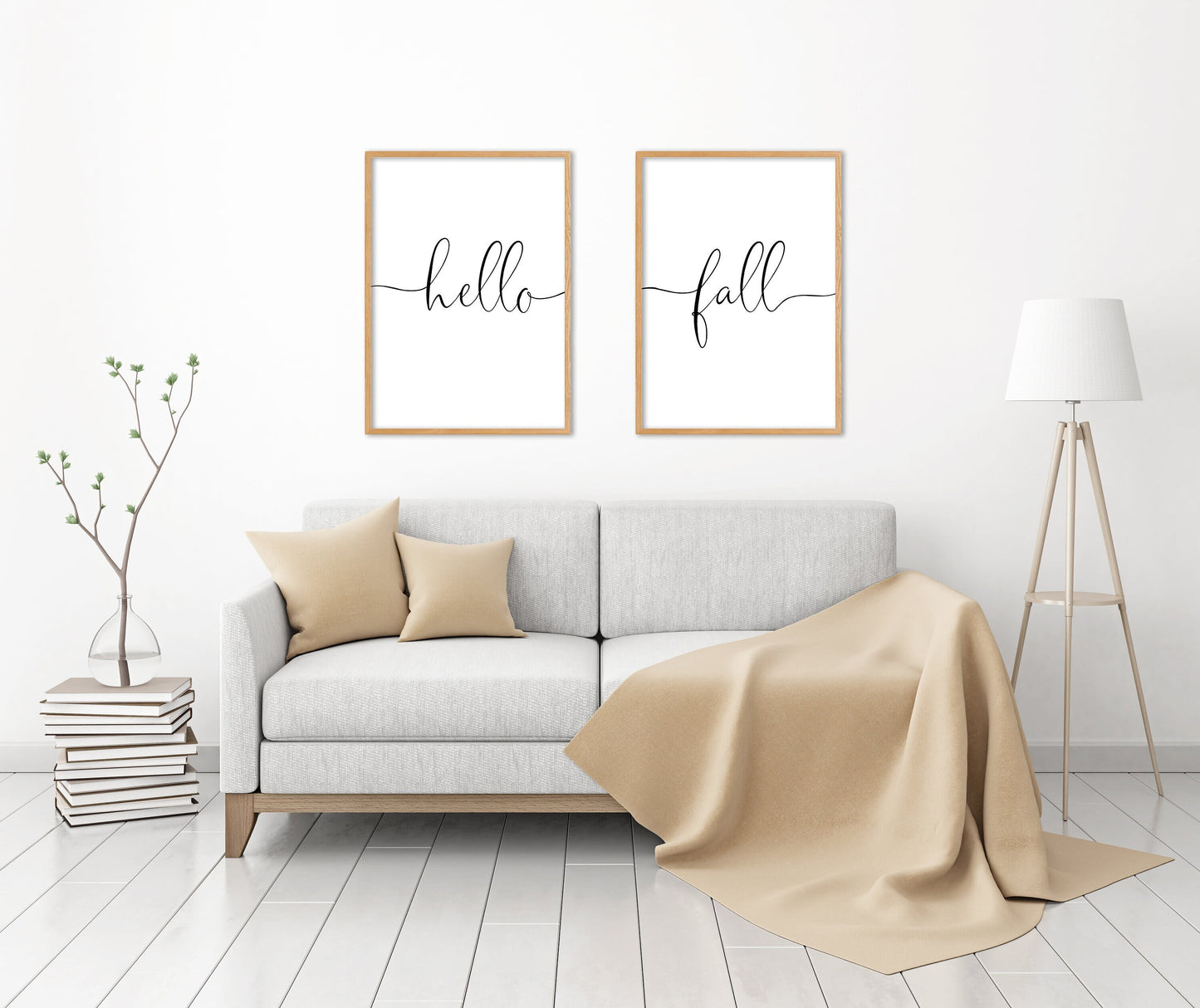 Hello Fall, Set of 2 Prints, Multiple Sizes, Home Wall Art Decor