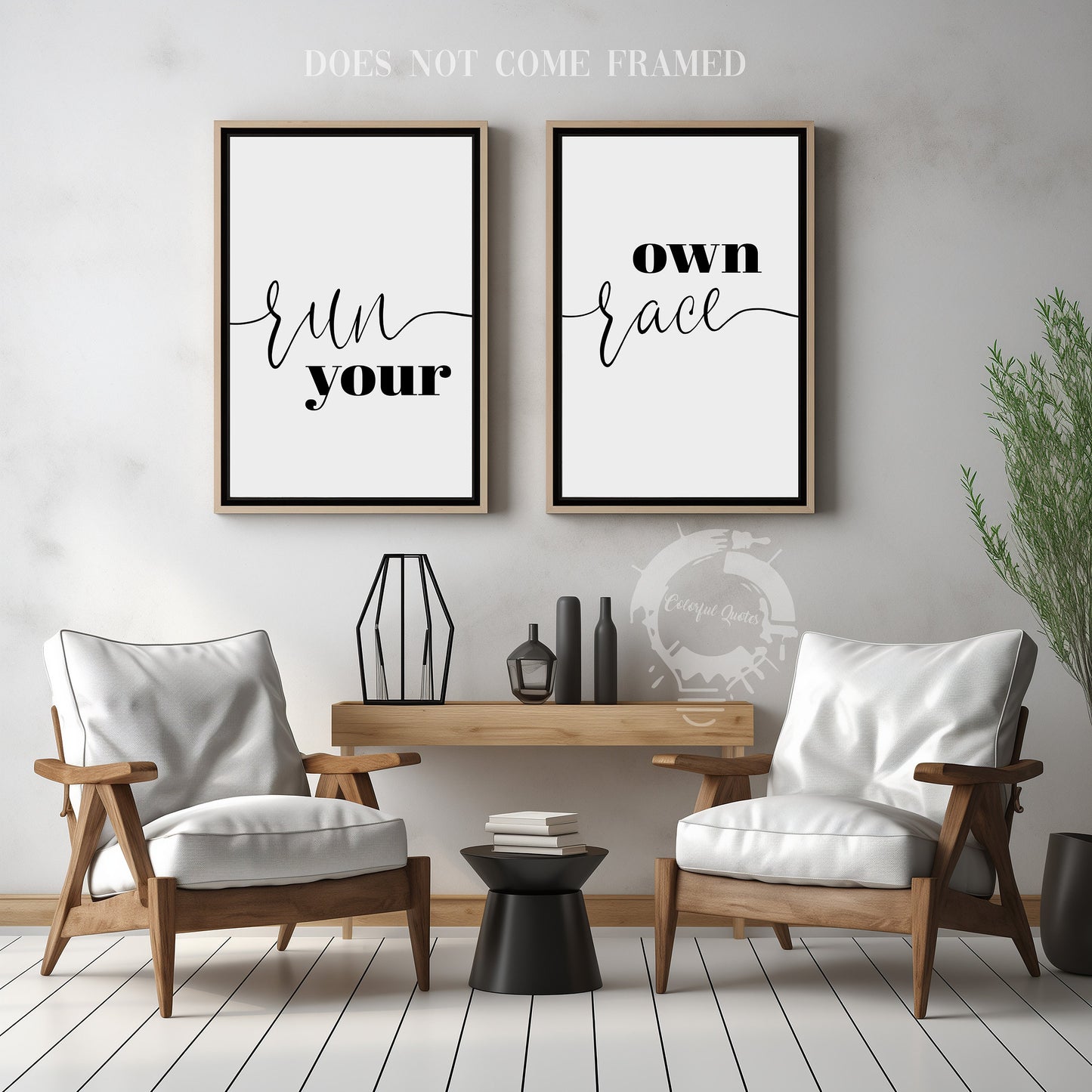 Run Your Own Race Wall Art, Set of 2 Poster Prints, Home Wall Décor, Motivational/Inspirational Quote, Multiple Sizes