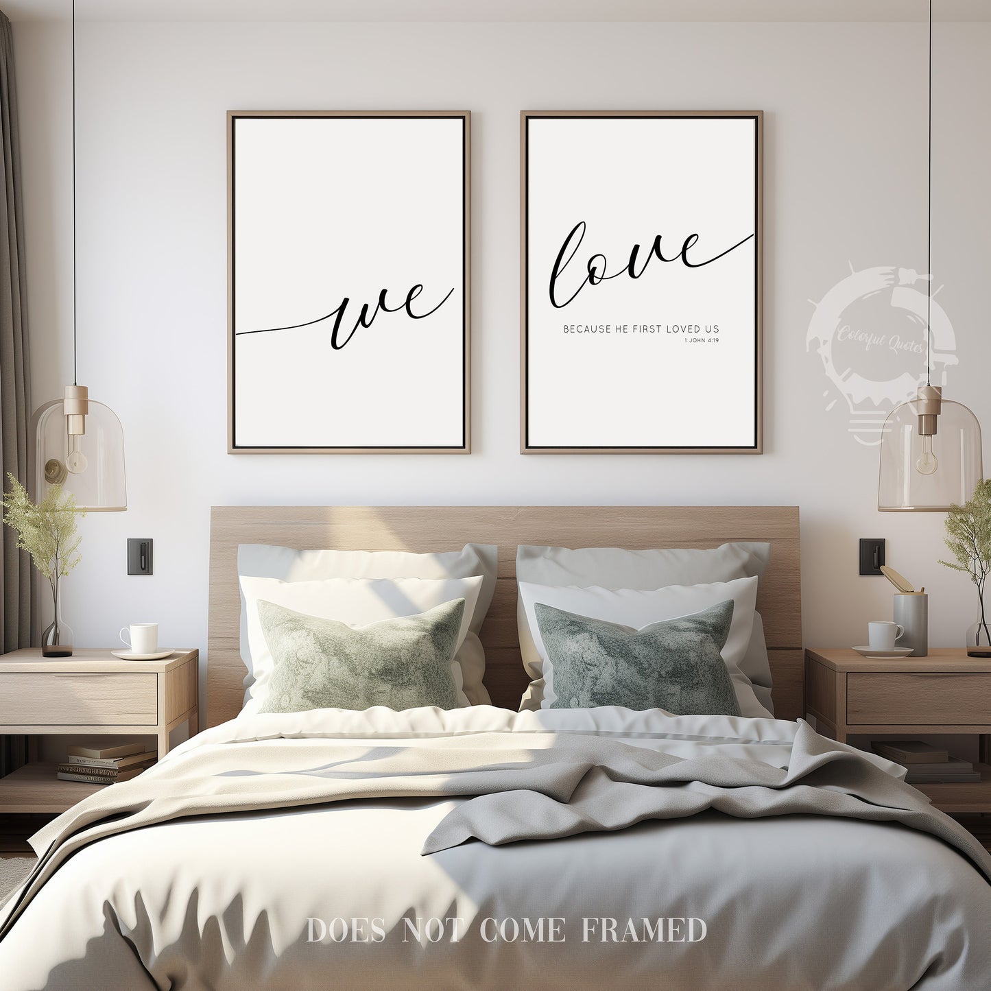 1 John 4:19, Bible Verse Quote, Set of 2 Poster Prints, Home Wall Art Décor, Inspirational Quote, Multiple Sizes