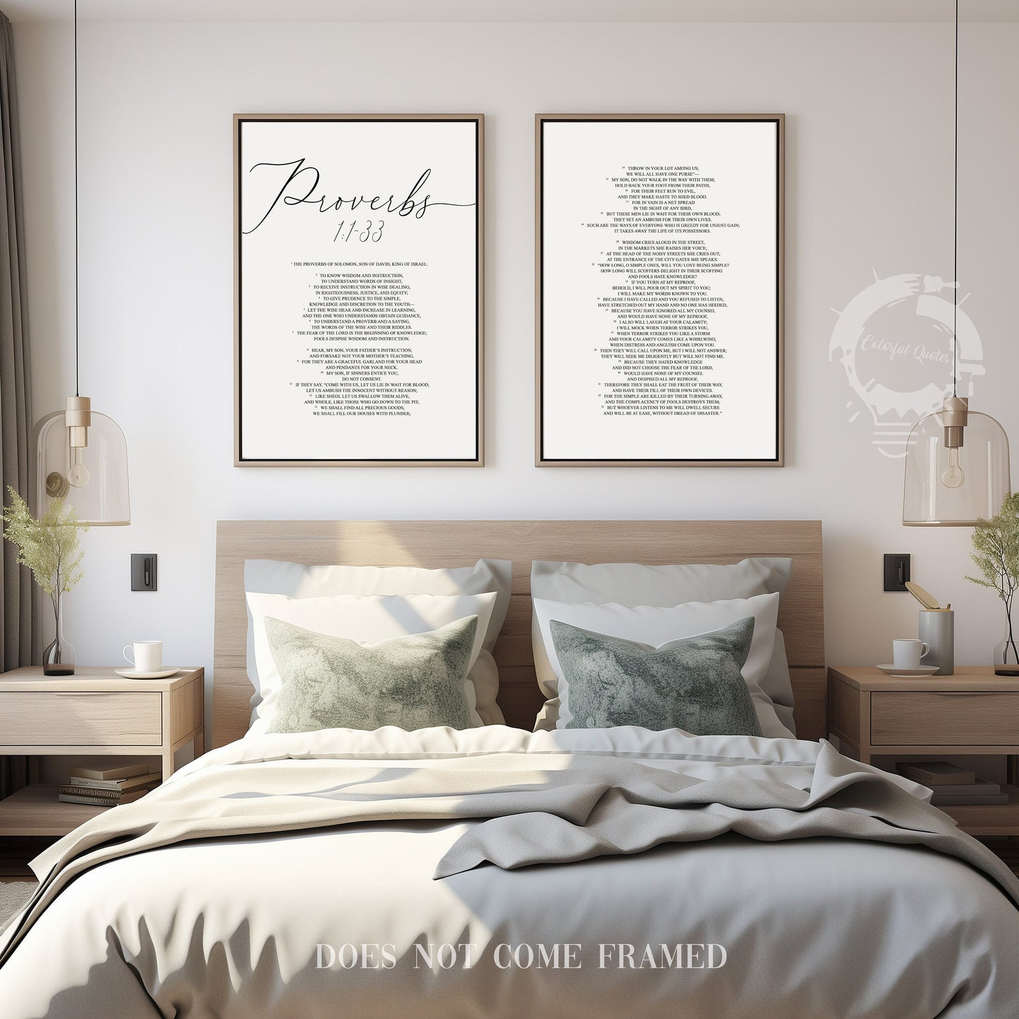 Proverbs 1:1-33, Bible Verse Quote, Set of 2 Poster Prints, Home Wall Art Décor, Minimalist Prints, Multiple Sizes