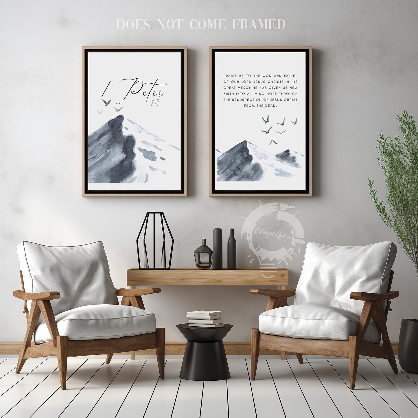 1 Peter 1:3, Bible Verse, Set of 2 Prints, Multiple Sizes, Home Wall Art Decor, Bible Quote