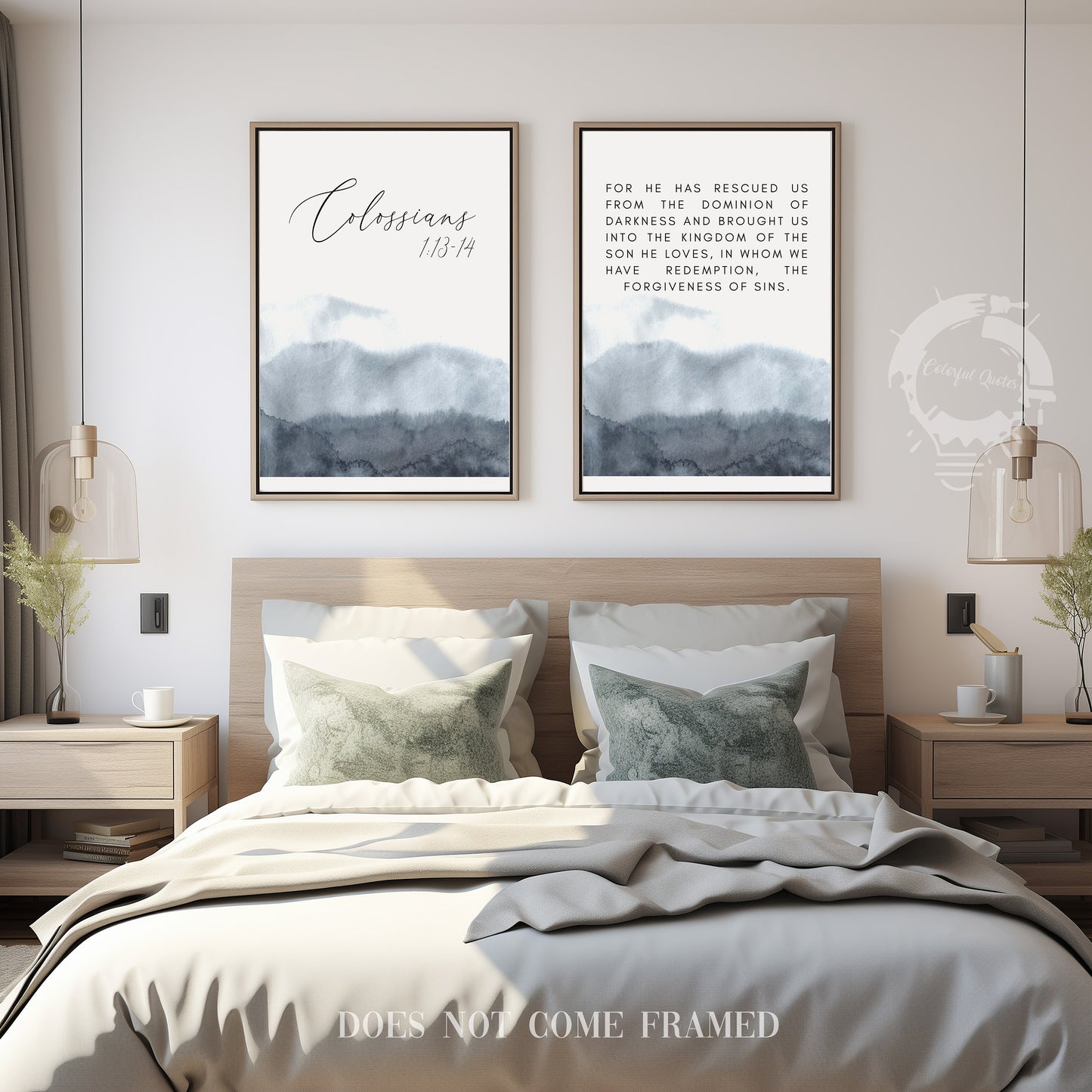 Colossians 1:13-14, Bible Verse Quote, Set of 2 Poster Prints, Home Wall Art Décor, Minimalist Prints, Multiple Sizes