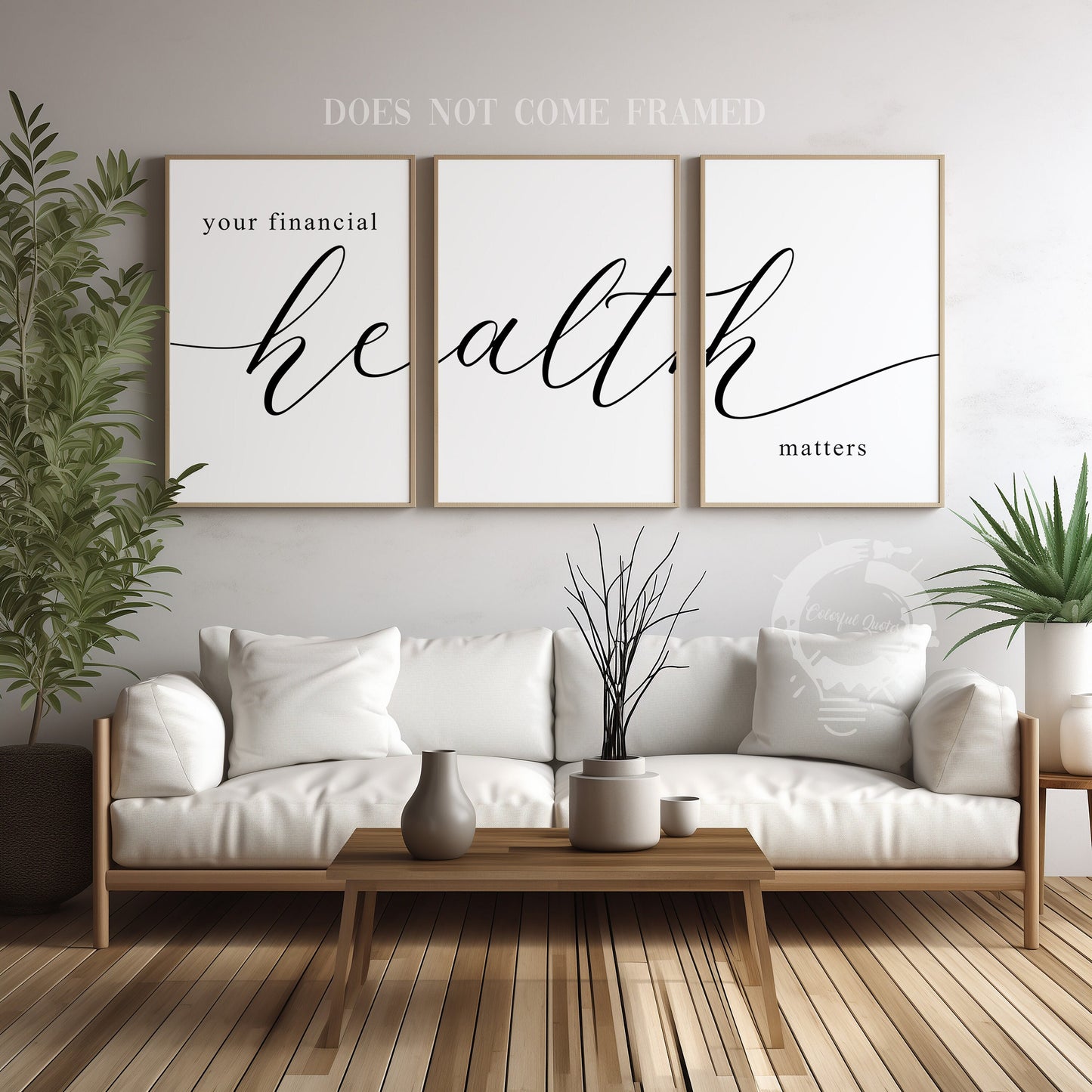 Your Financial Health Matters, Set of 3 Poster Prints, Home Wall Decor, Motivational Quote, Wall Art, Typography, Multiple Sizes