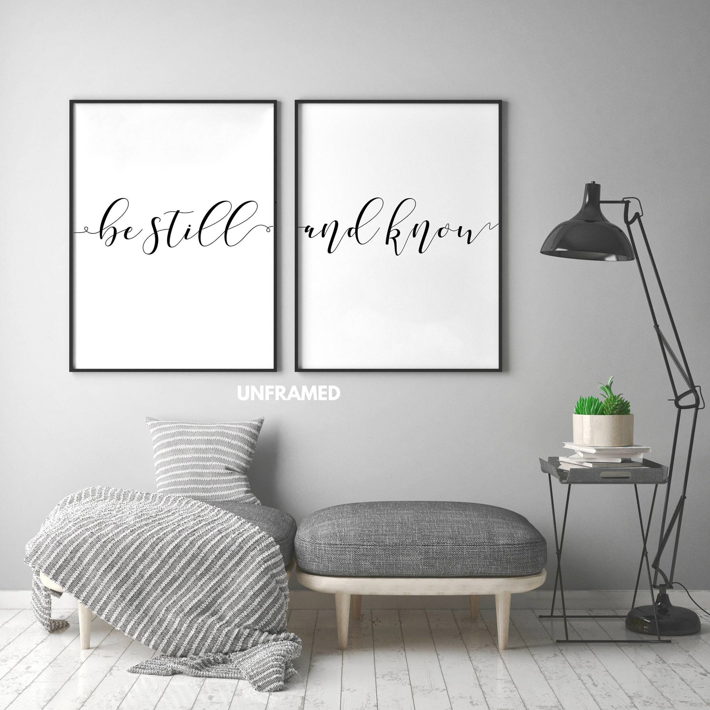 Be Still and Know, Set of 2 Prints, Minimalist Art, Typography Art, Wall Art, Multiple Sizes, Home Wall Art