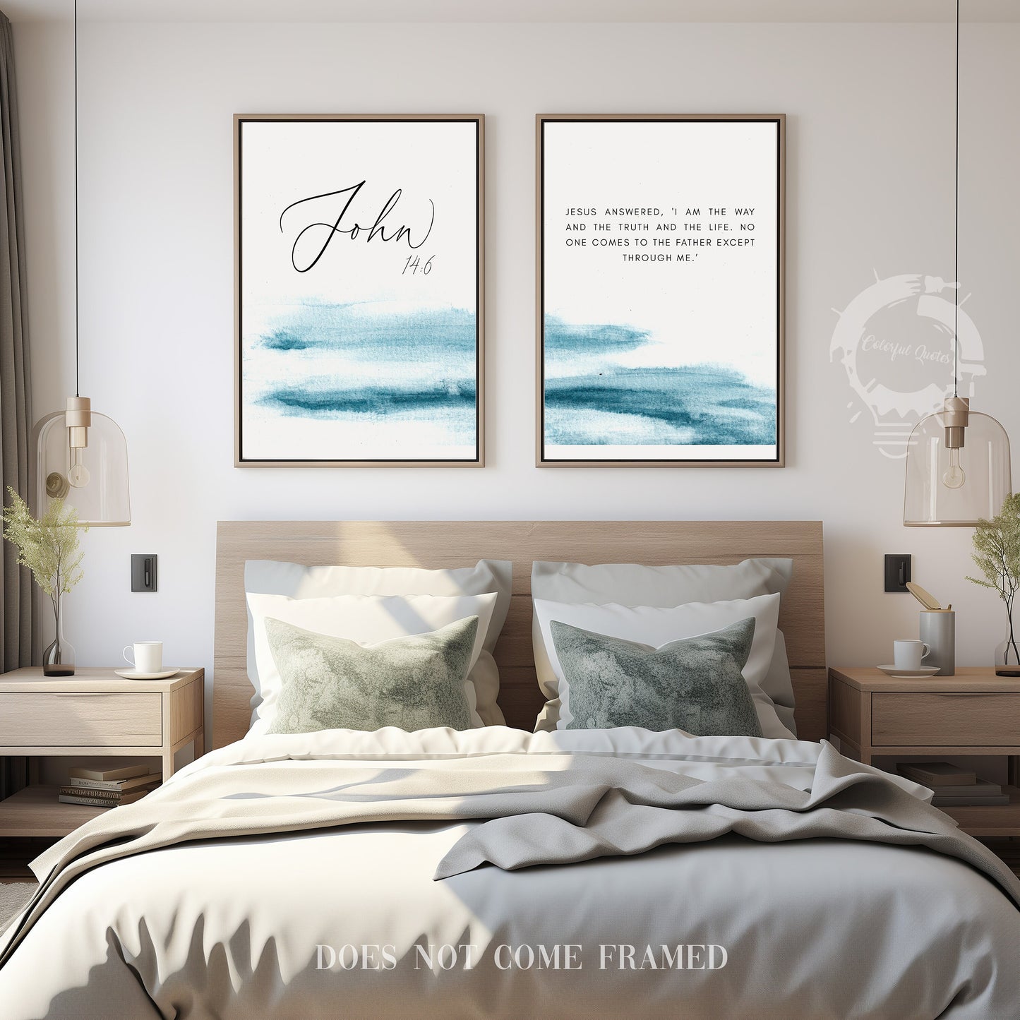 John 14:6, Bible Verse, Set of 2 Prints, Multiple Sizes, Home Wall Art Decor, Bible Quote