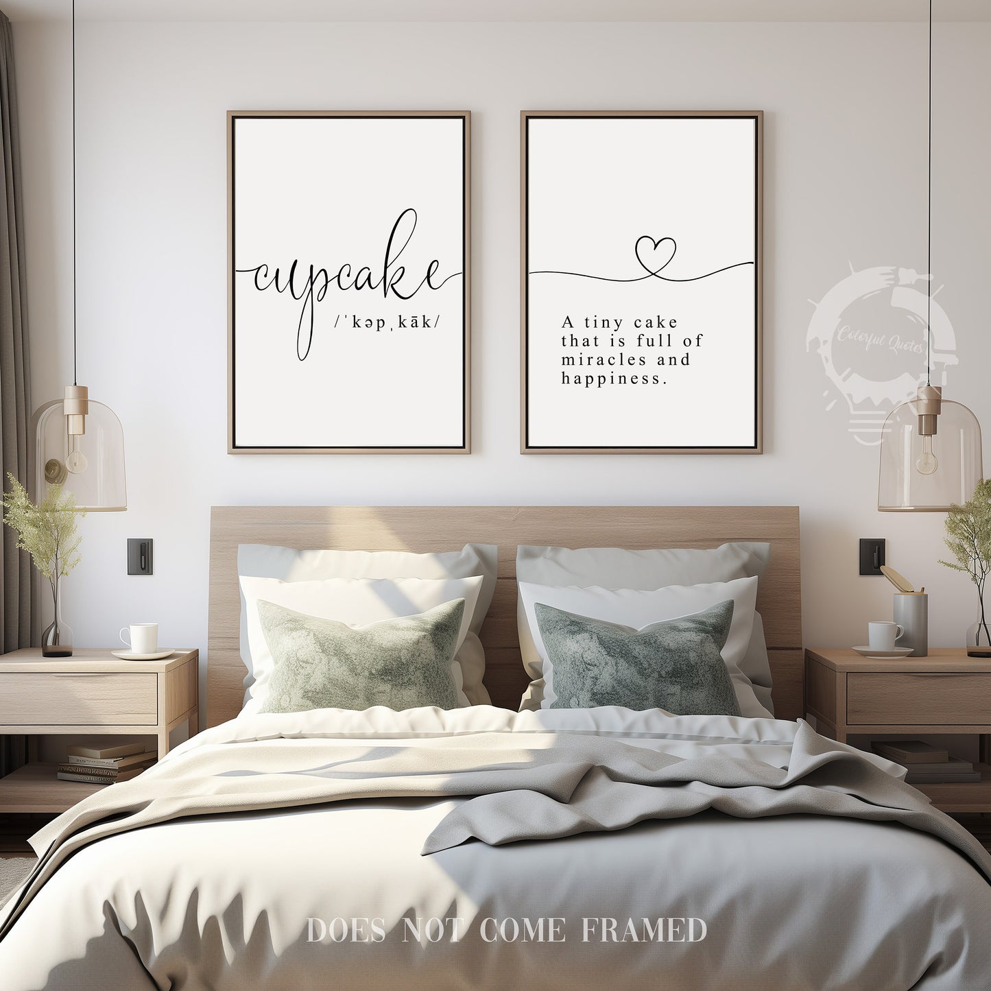 Cupcake Quote Wall Art, Set of 2 Prints, Happy signs, Minimalist Art, Typography Art, Wall Art, Multiple Sizes, Home Wall Art Decor