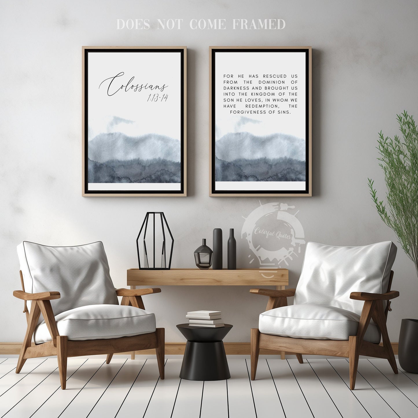 Colossians 1:13-14, Bible Verse Quote, Set of 2 Poster Prints, Home Wall Art Décor, Minimalist Prints, Multiple Sizes