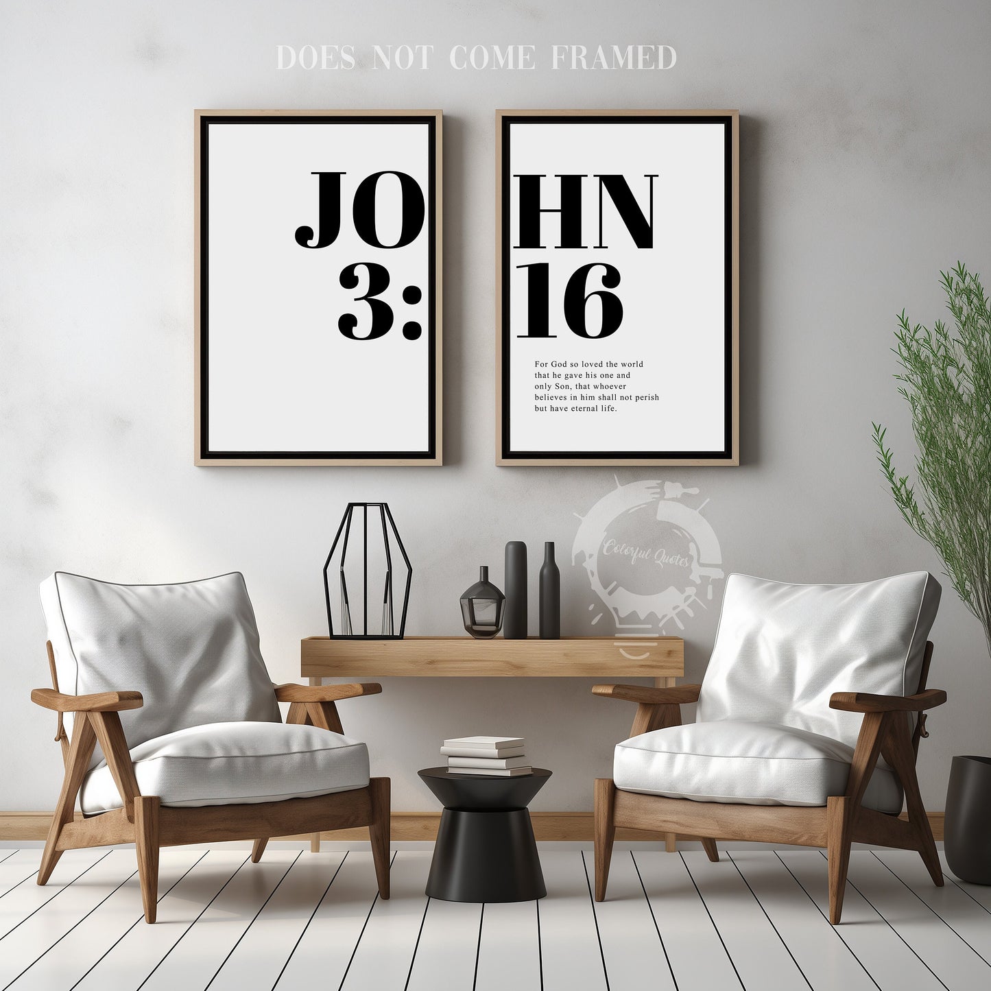 John 3:16, Bible Verse Quote, Set of 2 Poster Prints, Home Wall Art Décor, Multiple Sizes