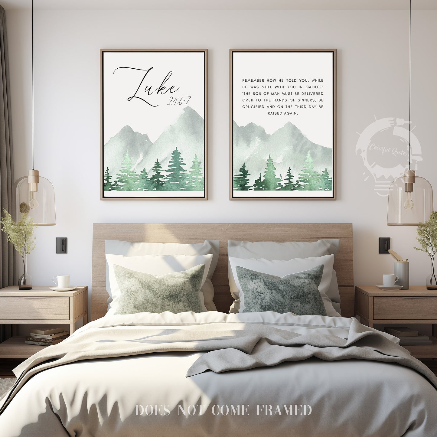 Luke 24:6-7, Bible Verse, Set of 2 Prints, Multiple Sizes, Home Wall Art Decor, Easter Quote