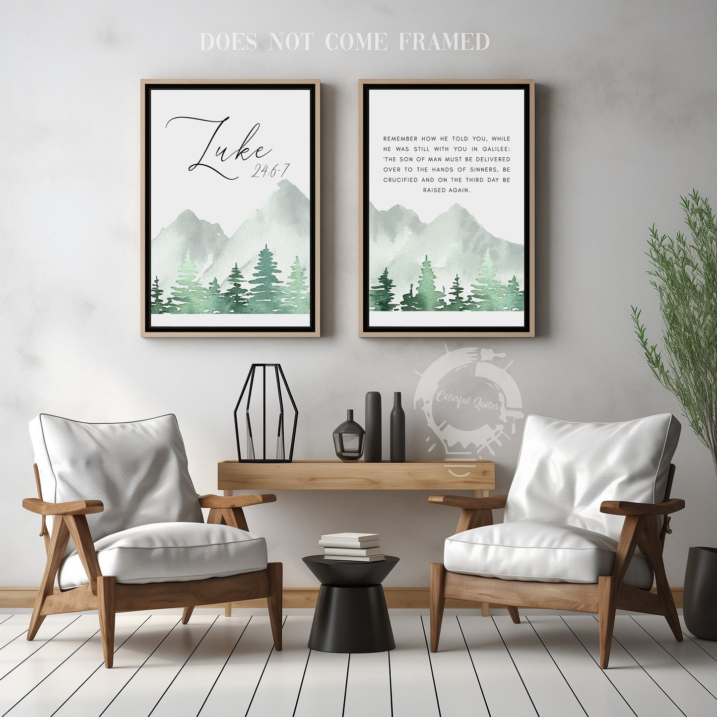 Luke 24:6-7, Bible Verse, Set of 2 Prints, Multiple Sizes, Home Wall Art Decor, Easter Quote