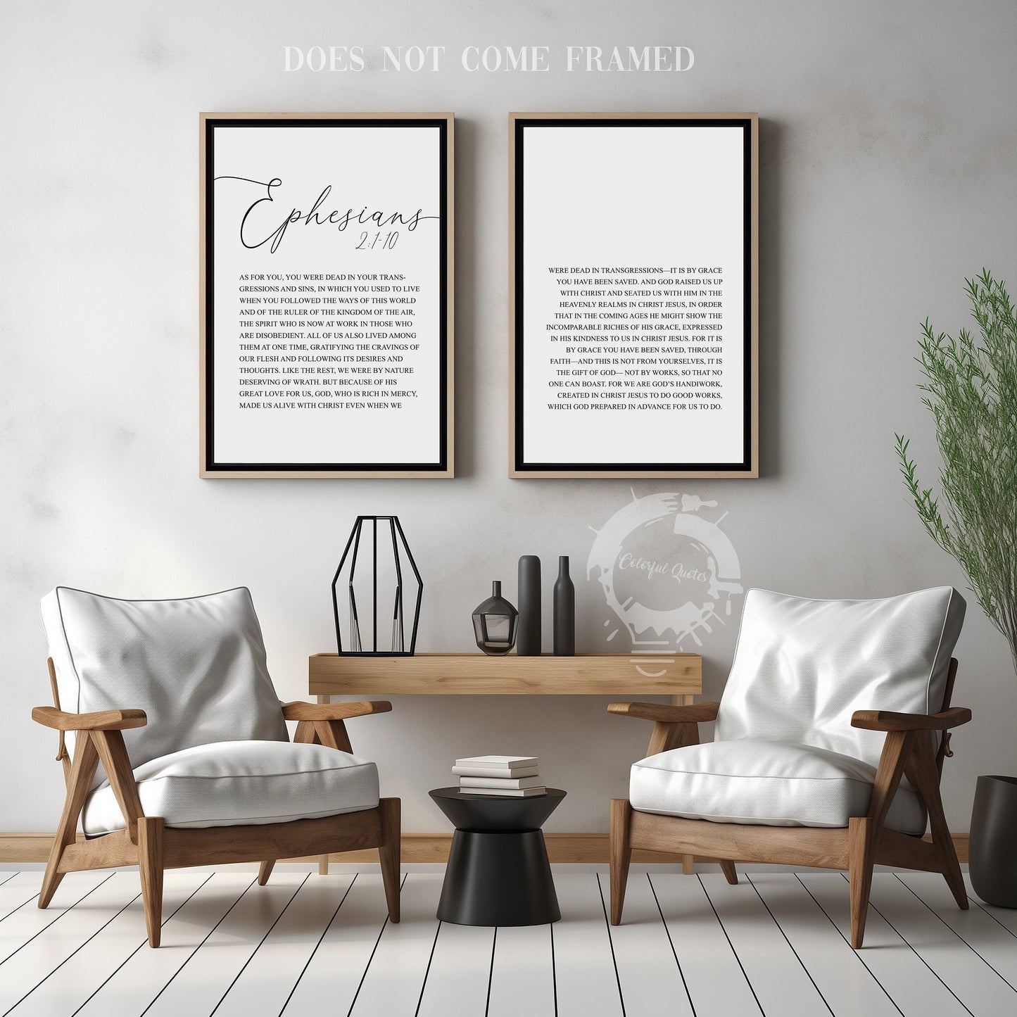 Ephesians 2:1-10, Set of 2 Poster Prints, Bible Verse Quotes, Multiple Sizes, Home Wall Art Decor