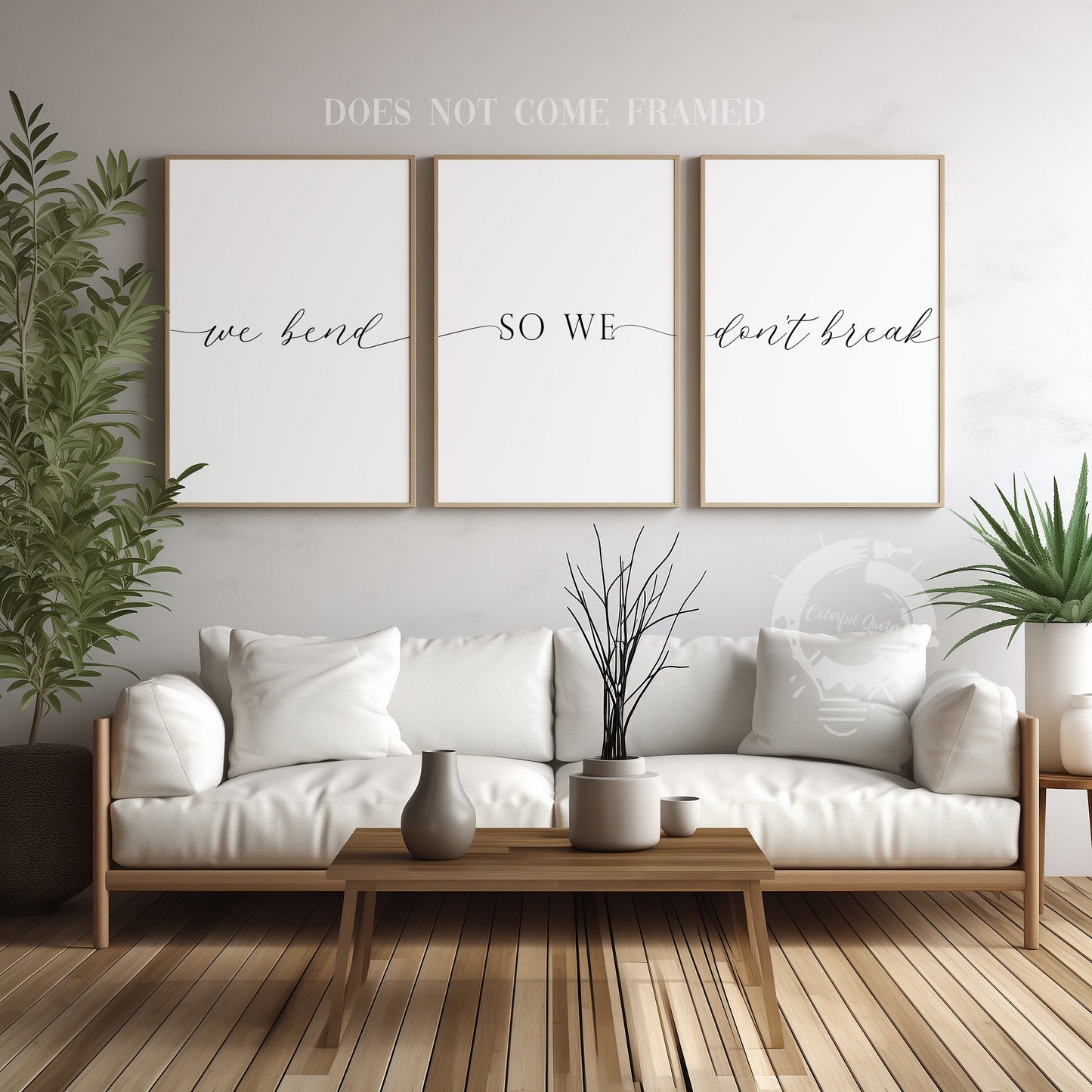 We Bend So We Don't Break, Set of 3 Poster Prints, Motivational Quote, Home Wall Décor, Minimalist Art, Multiple Sizes