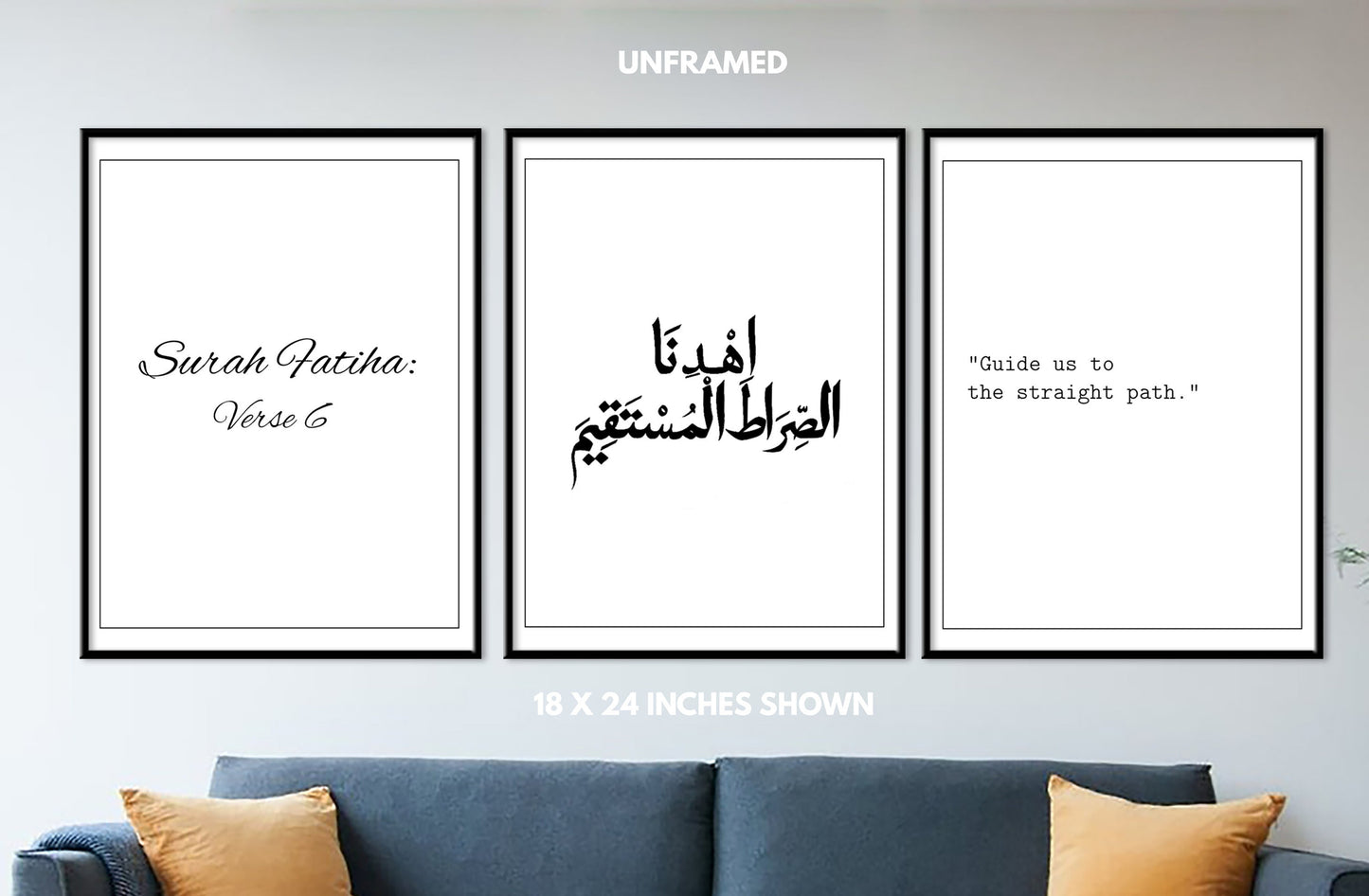 Surah Fatiha - Verse 6, Quranic, Religious, Set of 3 Poster Prints, Wall Art Décor