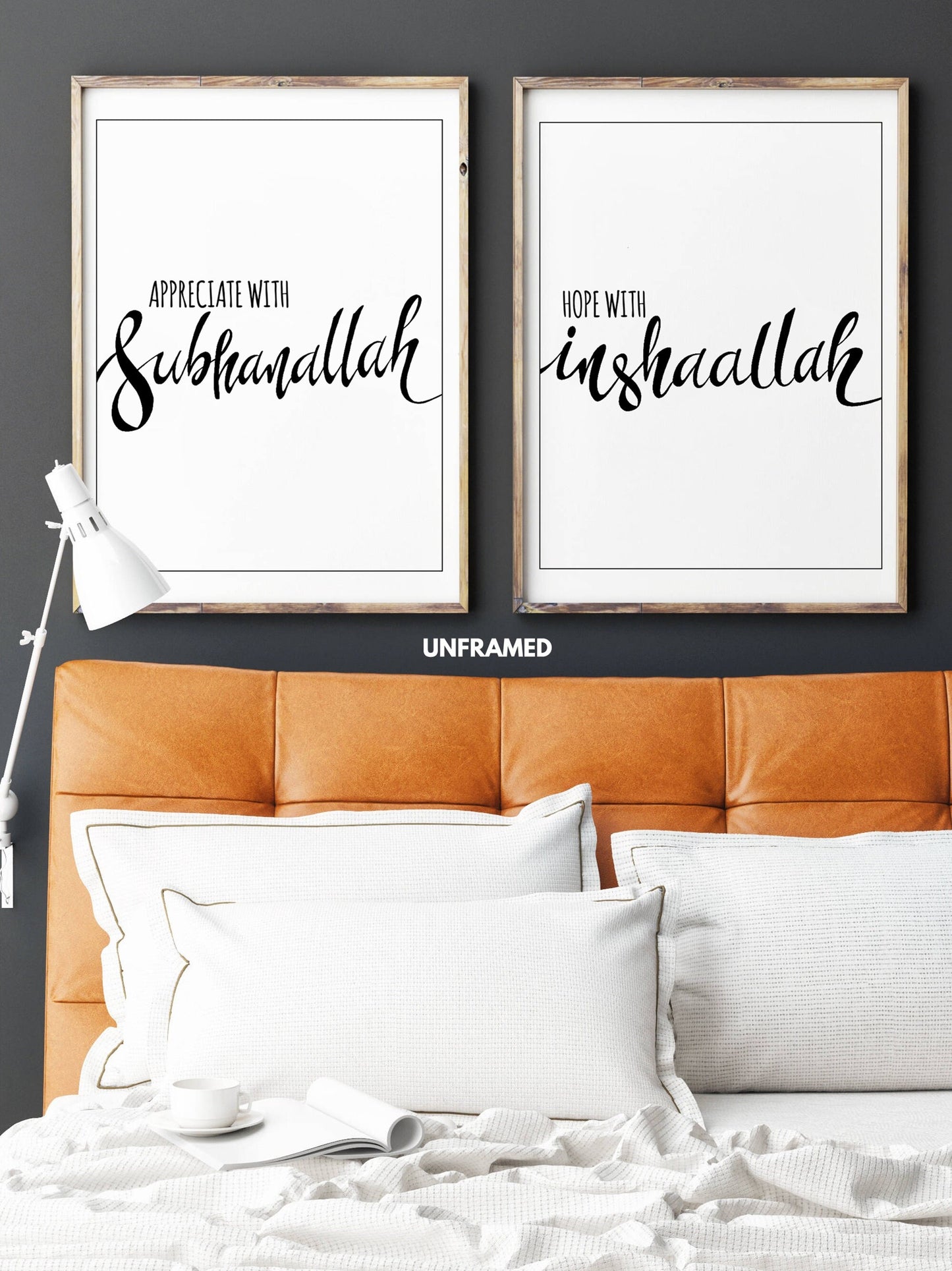 Appreciate with SUBHANALLAH, Hope with INSHAALLAH, Set of 2 Poster Prints, Wall Art Décor