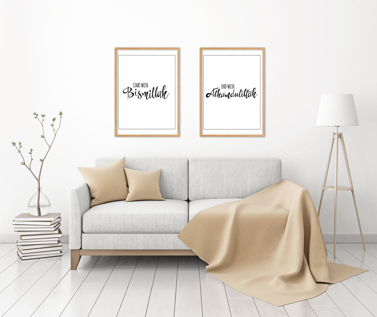 Start with BISMILLAH, End with ALHAMDULILLAH, Set of 2 Poster Prints, Wall Art Décor