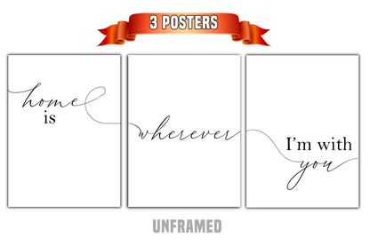 Home is Wherever I'm with You, Set of 3 Prints, Minimalist Art, Home Wall Decor, Multiple Sizes