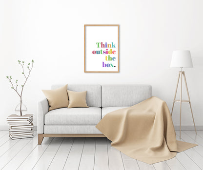 Think Outside the Box, Poster, Home Decor, Dorm Print