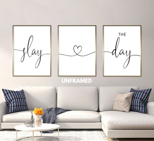 Slay the Day, Set of 3 Prints, Minimalist Art, Home Wall Decor, Multiple Sizes