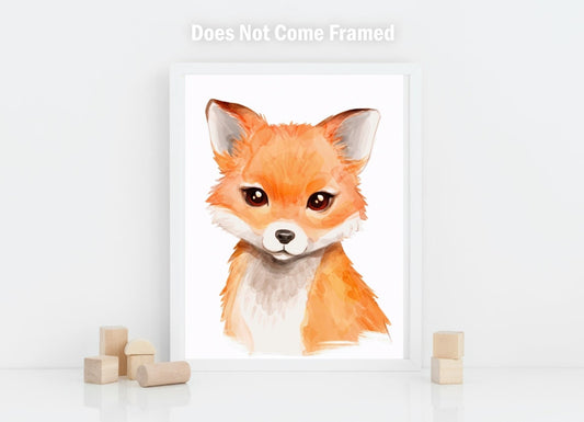 Baby Fox, Nursery Wall Decor, Baby animal Poster, Kid's Room Print, Children's Bedroom Decor, Watercolor Art