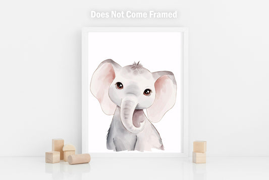 Baby Elephant, Calf, Nursery Wall Decor, Baby animal Poster, Kid's Room Print, Children's Bedroom Decor, Watercolor Art