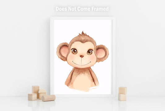 Baby Monkey, Infant, Nursery Wall Decor, Baby animal Poster, Kid's Room Print, Children's Bedroom Decor, Watercolor Art