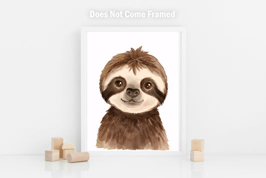 Baby Sloth, Nursery Wall Decor, Baby animal Poster, Kid's Room Print, Children's Bedroom Decor, Watercolor Art