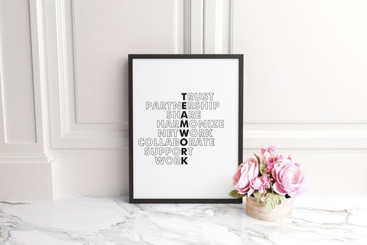 Teamwork Wall Art Quote, We Are A Team, 1 Set Print, Minimalist Art, Typography Art, Office Wall Art, Multiple Sizes, Home Wall Art Decor