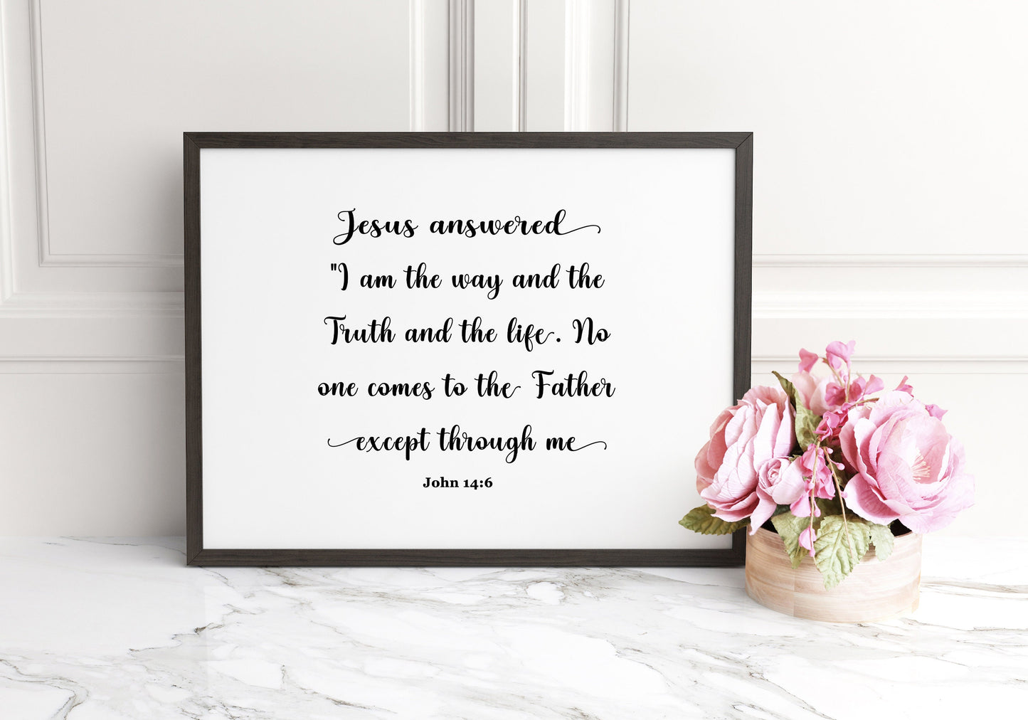 I am the way and the truth and the life, John 14:6 Bible Verse Poster Print, Multiple Sizes, Home Wall Art Decor