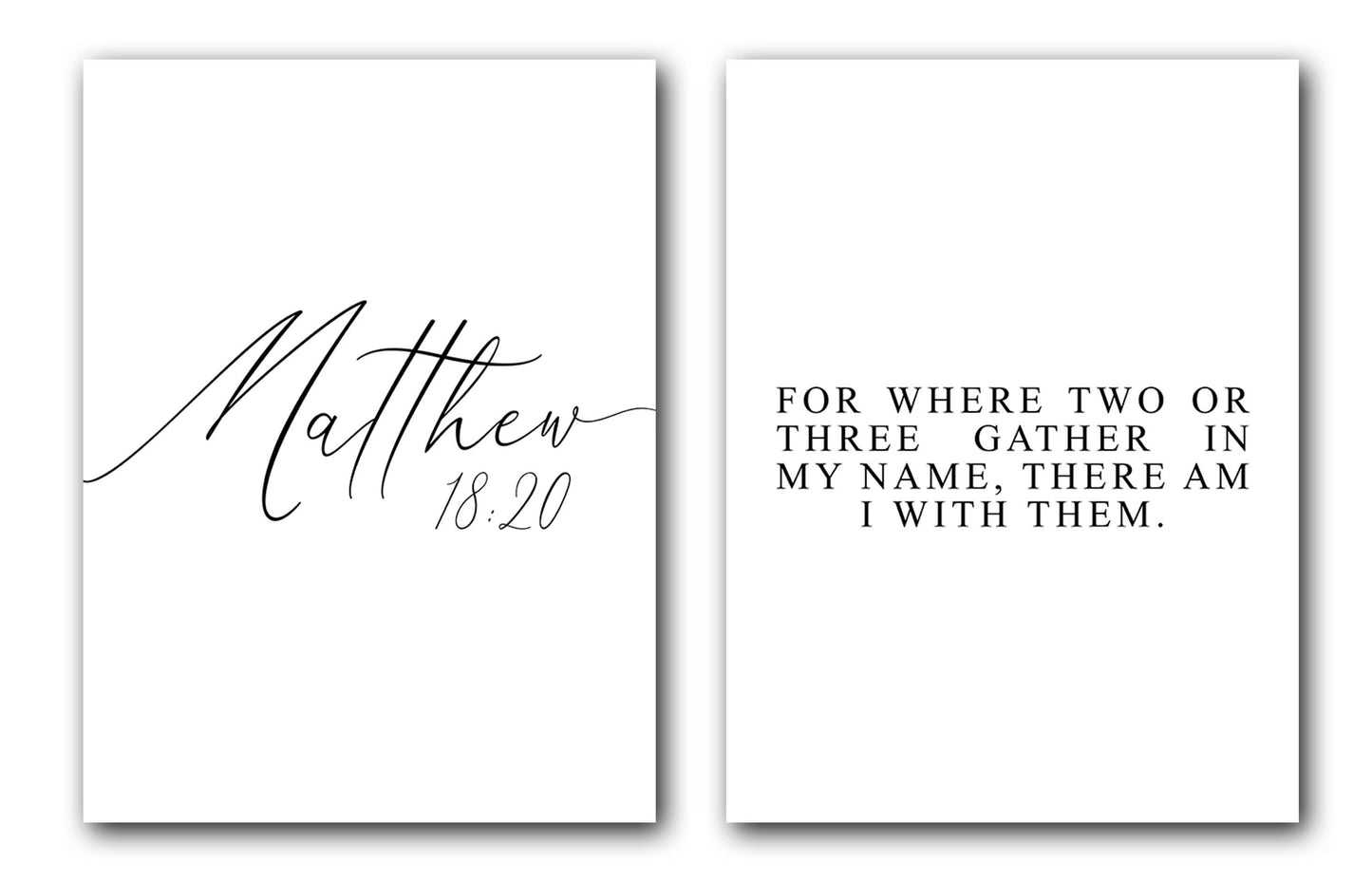 Matthew 18:20, Bible Verse, Set of 2 Poster Prints, Multiple Sizes, Home Wall Art Decor