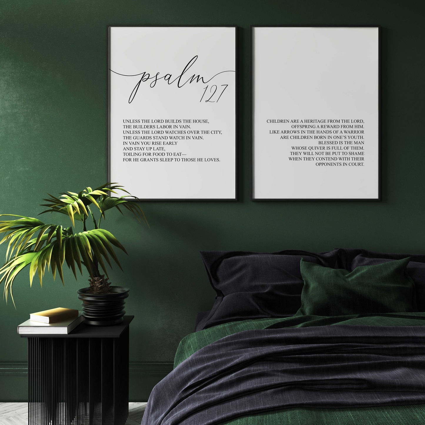 Psalm 127, Bible Verse Quote, Set of 2 Poster Prints, Home Wall Art Décor, Minimalist Prints, Multiple Sizes