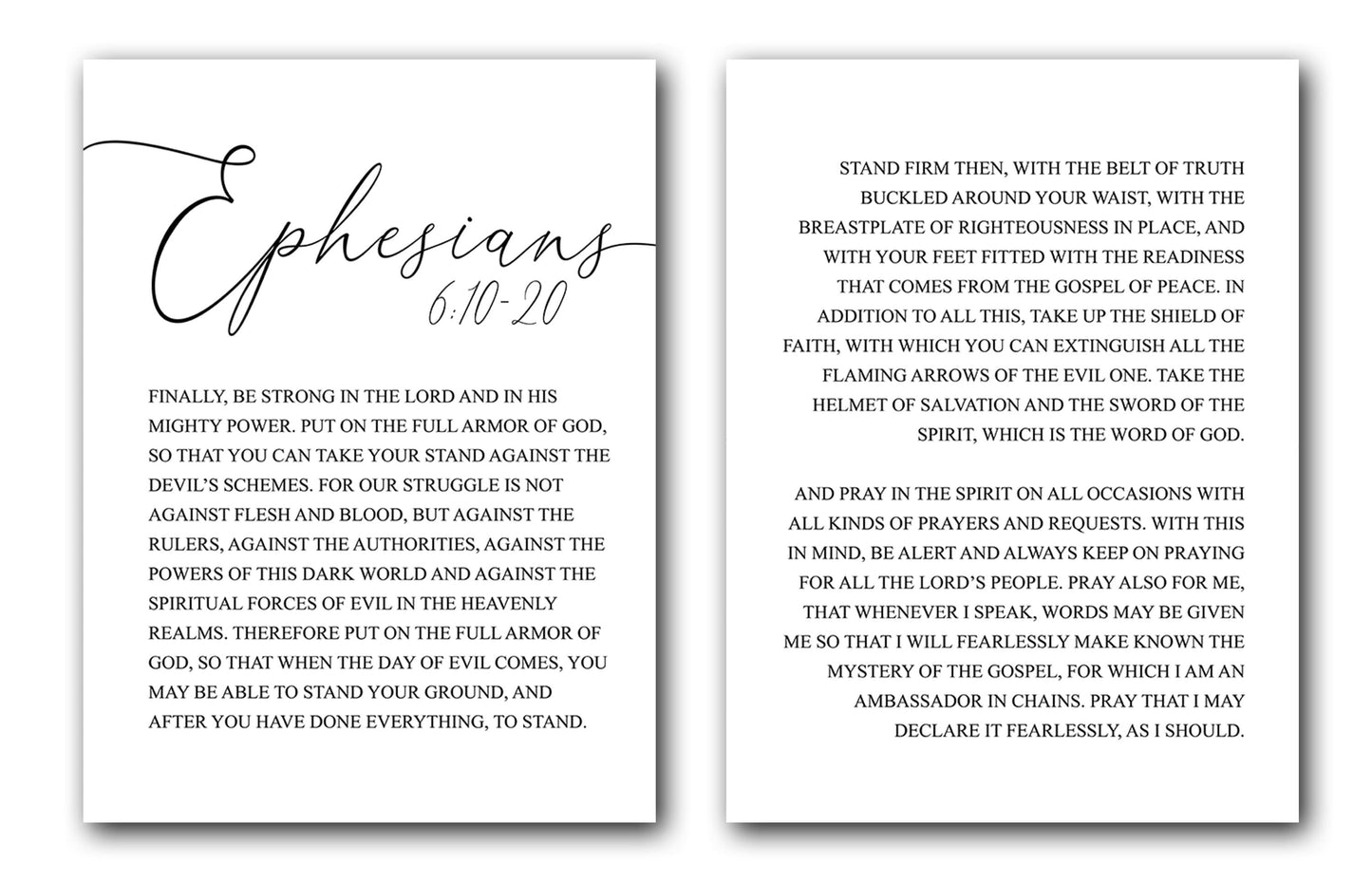 Ephesians 6:10-20, Bible Verse, 2 Piece Poster Print, Multiple Sizes, Home Wall Art Decor