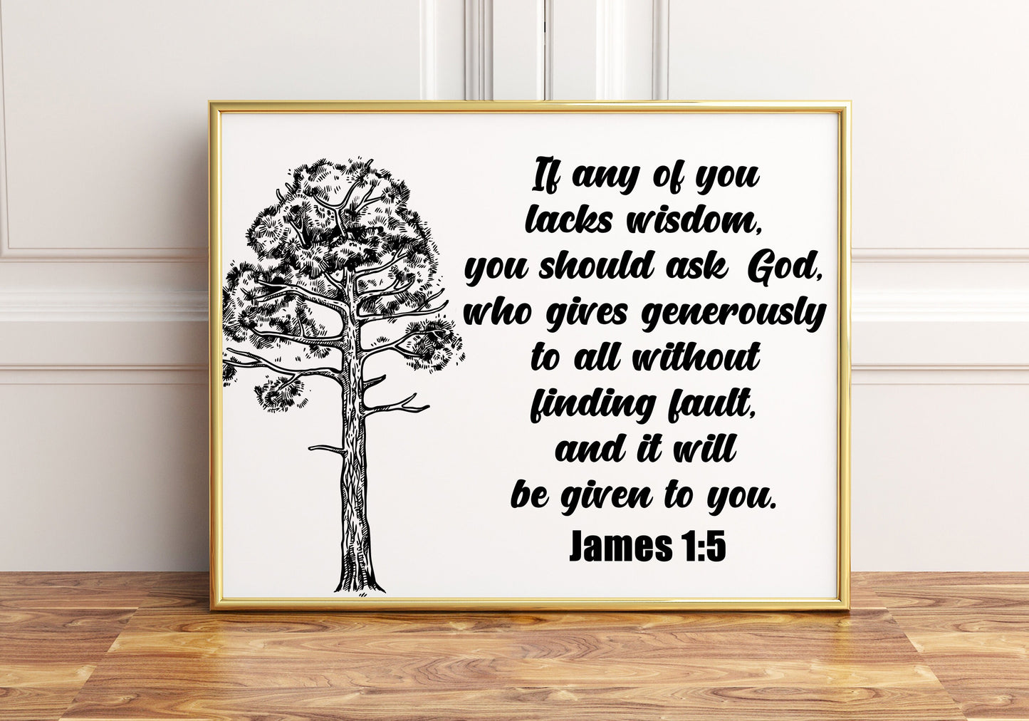 James 1:5, Bible Verse Poster Print, Multiple Sizes, Home Wall Art Decor