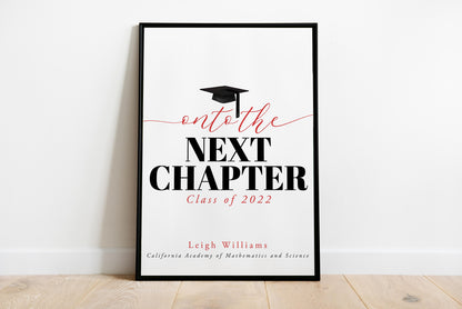 On To The Next Chapter, Graduation Gift, Poster Print, Minimalist Typography Art, Home Wall Art Decor