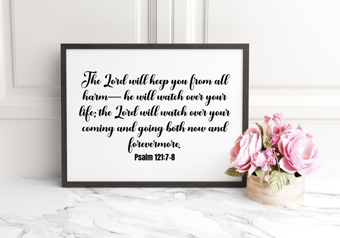 The LORD will keep you from all harm, Psalm 121:7-8, Bible Verse Poster Print, Multiple Sizes, Home Wall Art Decor