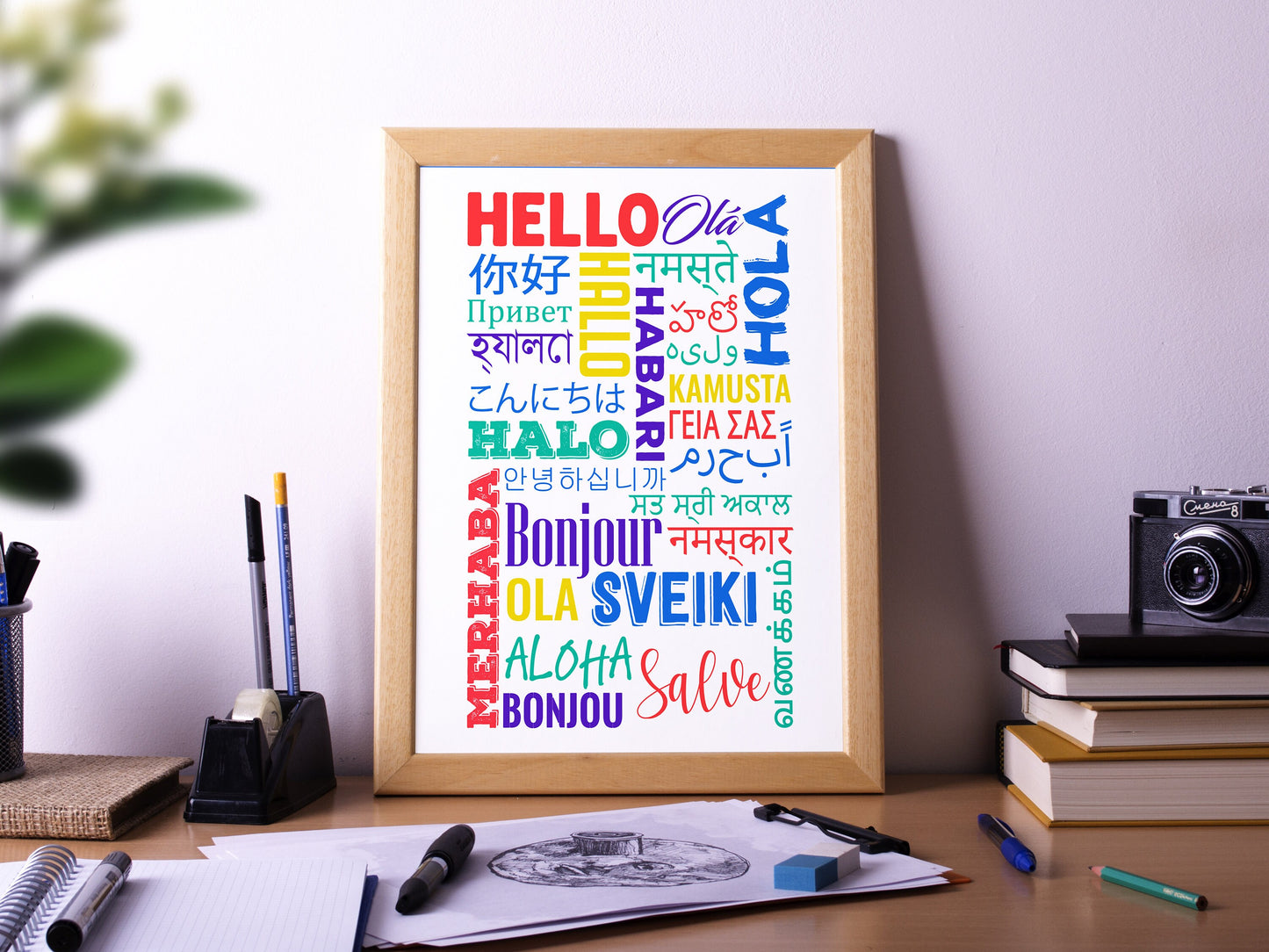 HELLO in Different Languages, Poster, Home Decor, Classroom Print