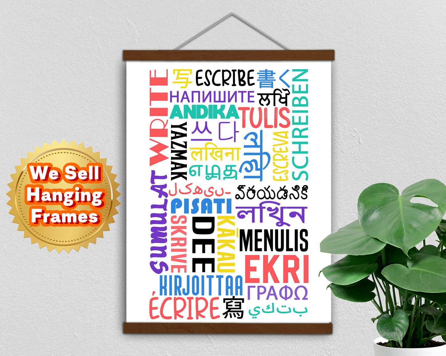 WRITE in Different Languages, Poster, Home Decor, Classroom Print