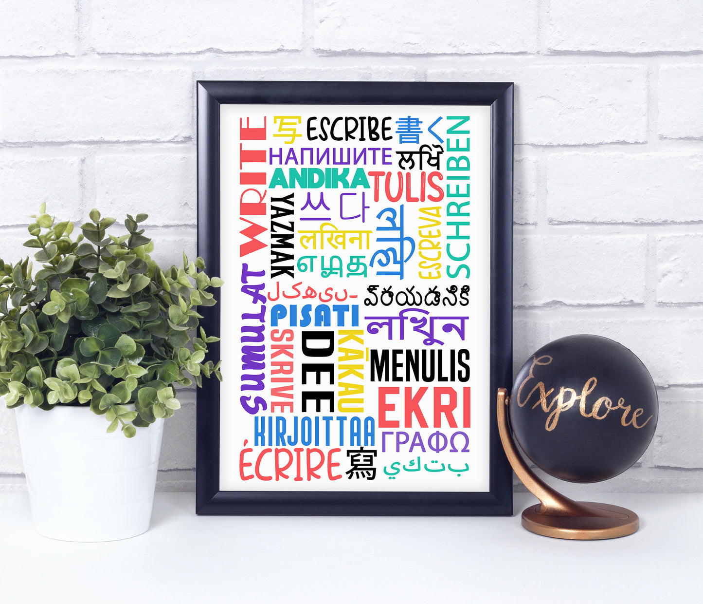 WRITE in Different Languages, Poster, Home Decor, Classroom Print