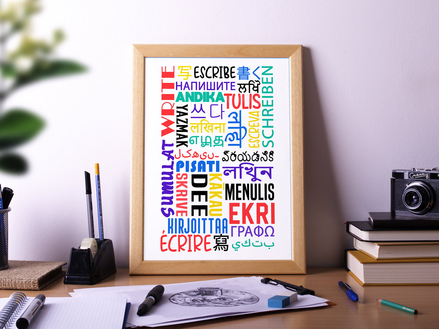 WRITE in Different Languages, Poster, Home Decor, Classroom Print